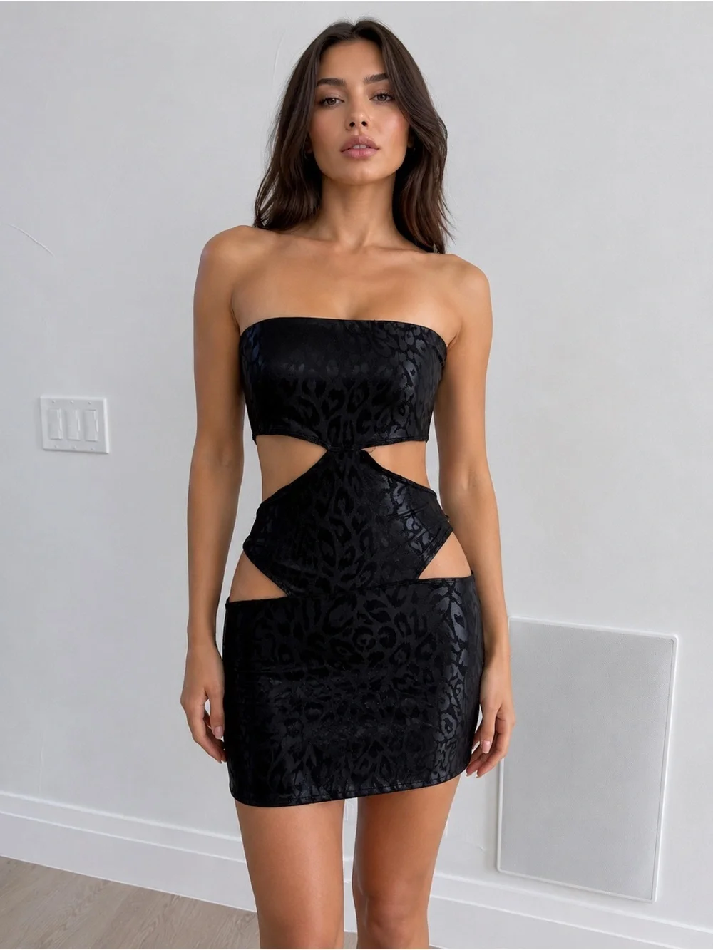 Strapless Black Cutout Mini Dress size XS
